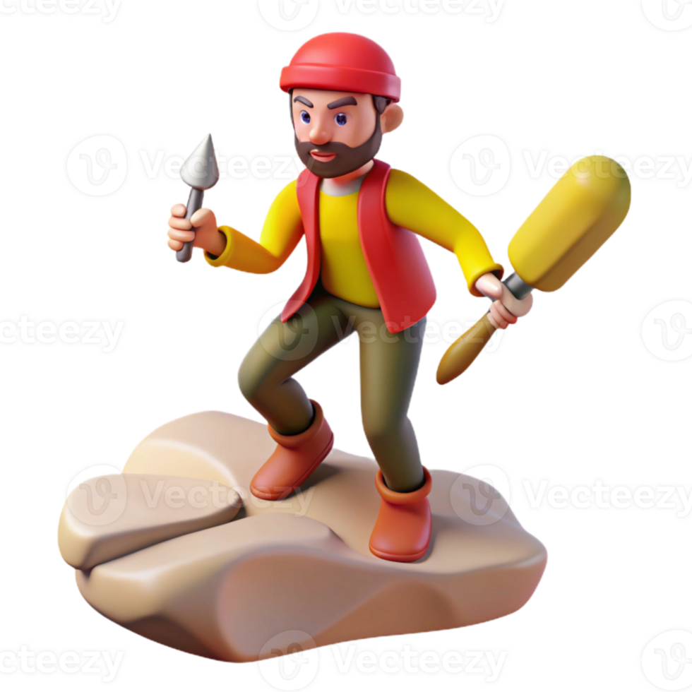vibrant contemporary Floating Sculptor with Chisel Isolated Cutout professional png