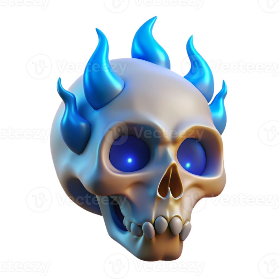 beautiful abstract Floating Skull Cutout with Green Flames png