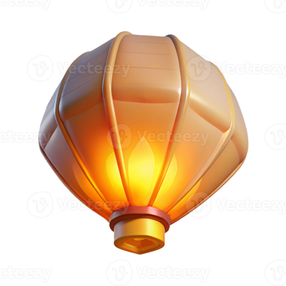 beautiful minimalist Floating Sky Lantern Isolated with Soft Glow professional png