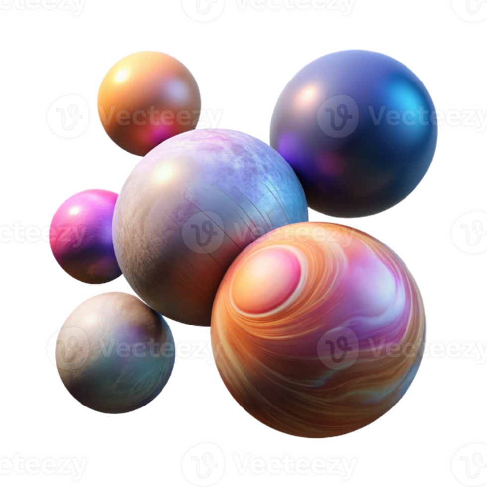 vibrant rustic Floating Spheres Gradient Colors Transparent Background professional png