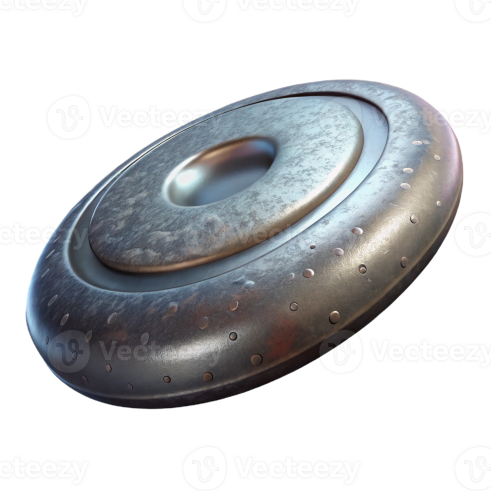 impressive minimalist Floating Teleportation Disc Metallic Texture Cutout png
