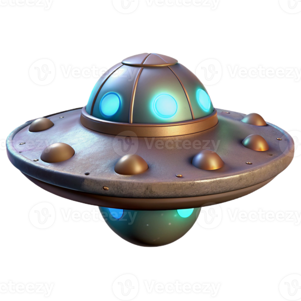 serene traditional Floating Ufo Isolated with Glowing Lights high quality png