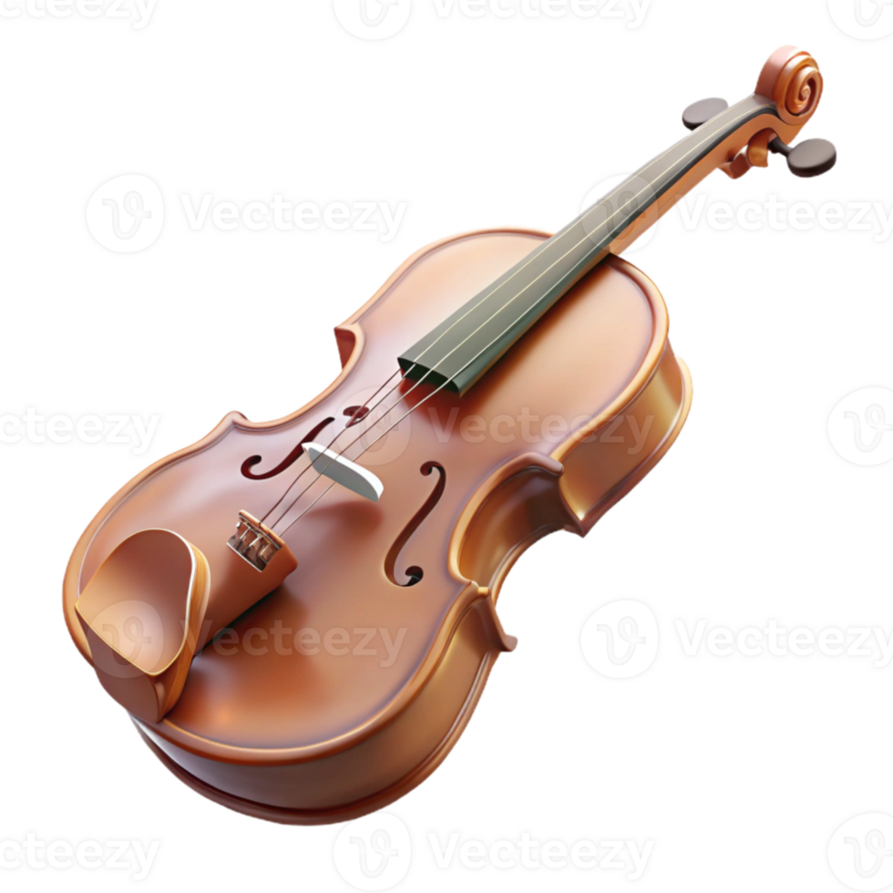 serene minimalist Floating Violin Isolated on Transparent Background professional png