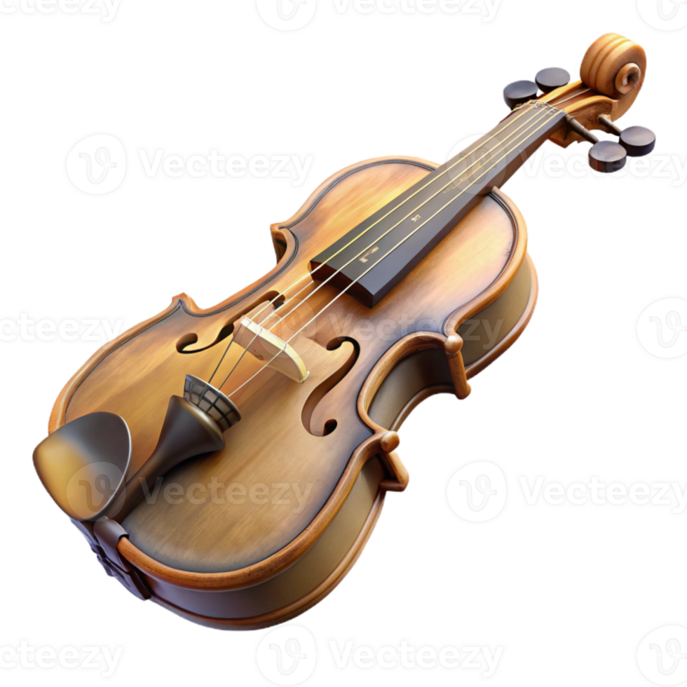 impressive abstract Floating Violin Isolated on Transparent Background high quality png