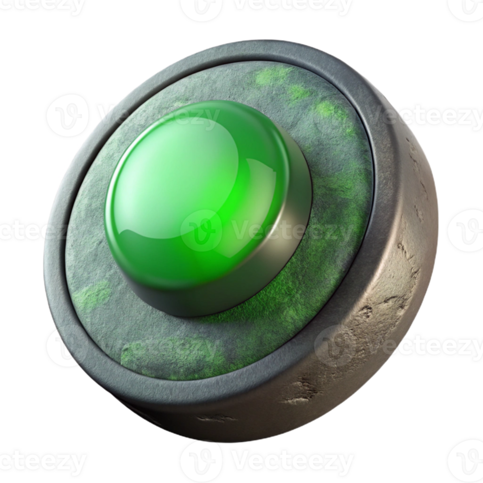 beautiful classic Floating Virtual Button Green Light Isolated original png