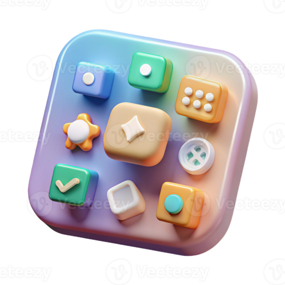 magnificent abstract Floating Virtual Interface Icons Isolated with Soft Glow authentic png