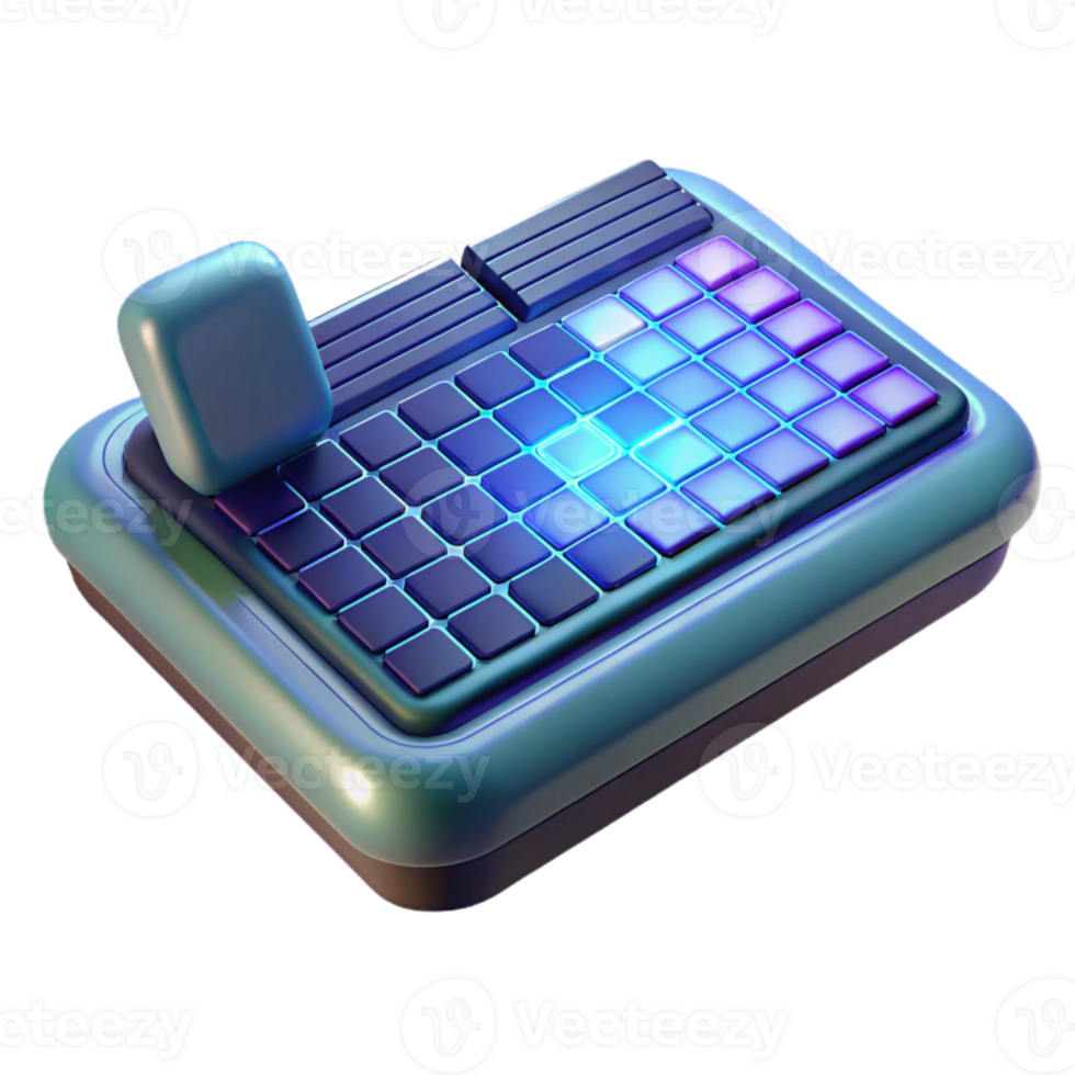 beautiful abstract Floating Virtual Keyboard Side View Isolated premium png
