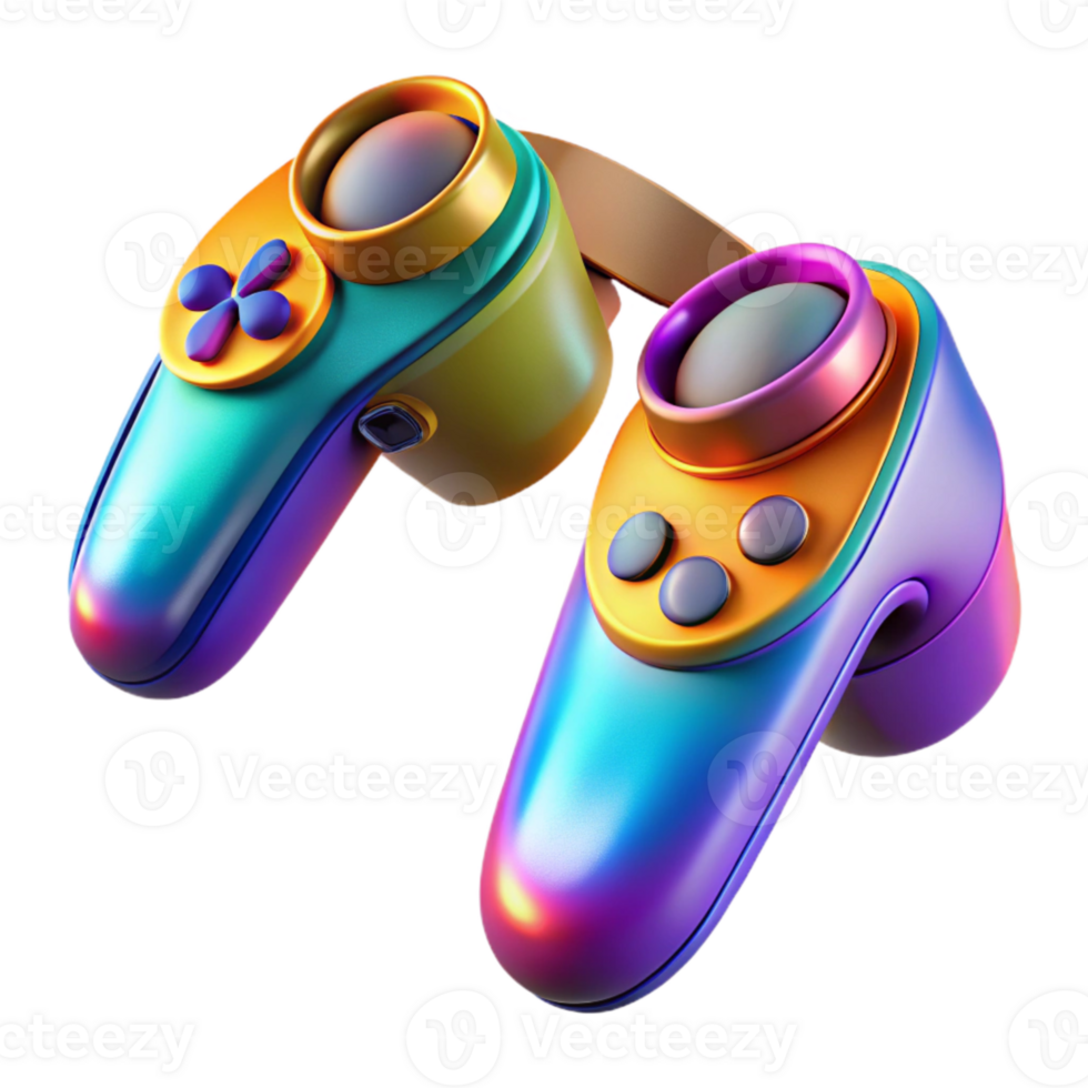 stunning minimalist Floating Vr Controllers with Vibrant Colors Isolated genuine png