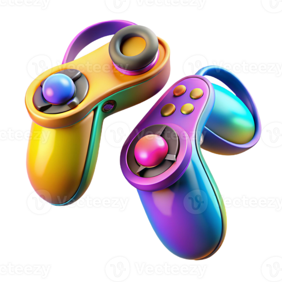 magnificent classic Floating Vr Controllers with Vibrant Colors Isolated professional png