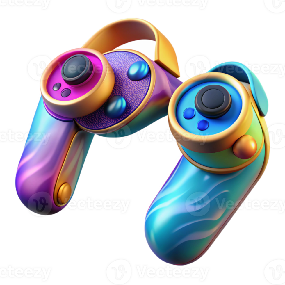 impressive minimalist Floating Vr Controllers with Vibrant Colors Isolated png