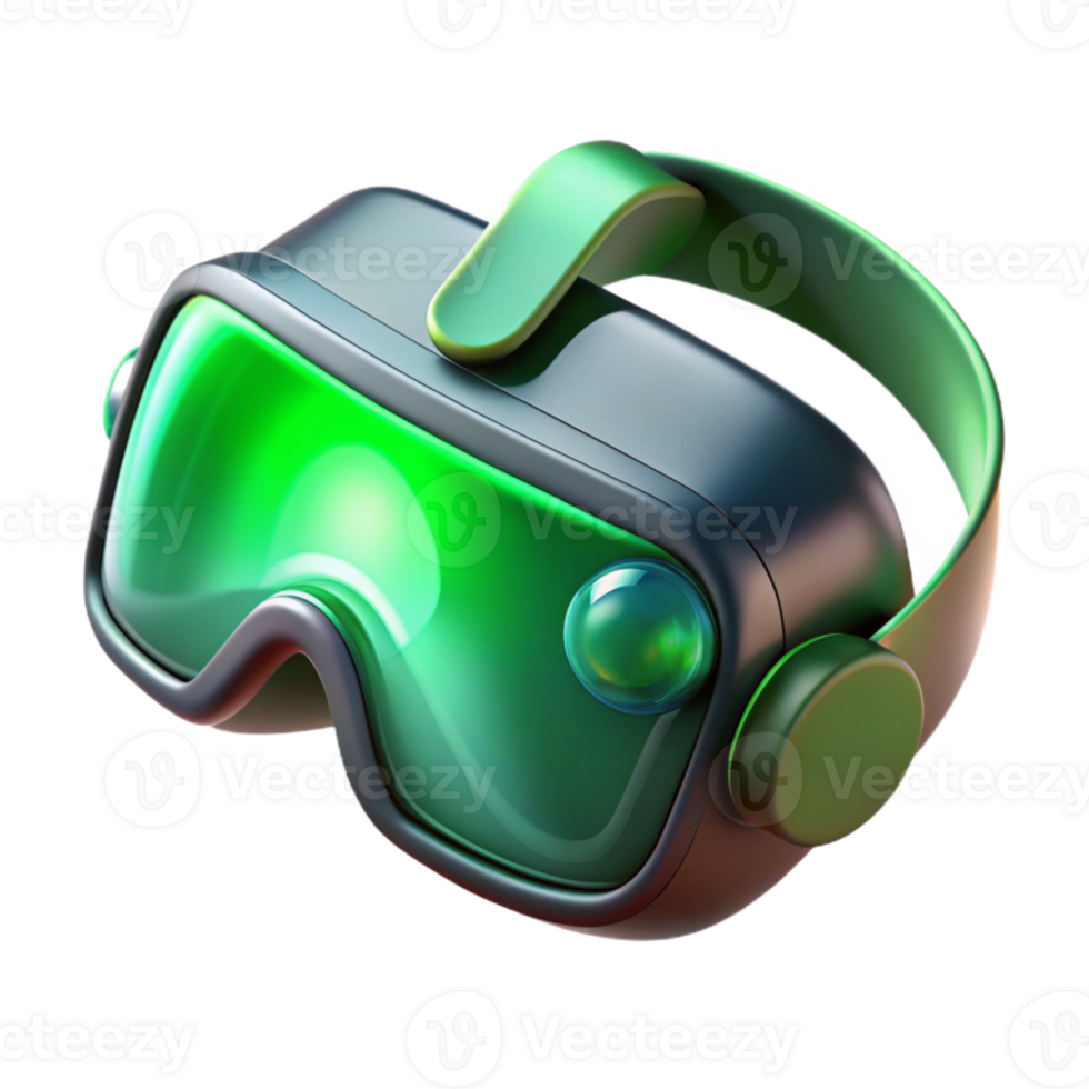 wonderful abstract Floating Vr Headset with Blue Light Reflections Transparent Background exclusive png