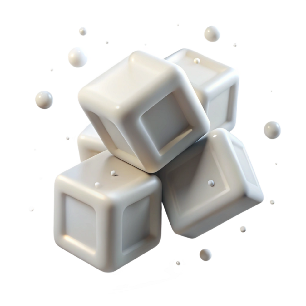 magnificent classic Floating White Cubes in Virtual Space Transparent Background high resolution png