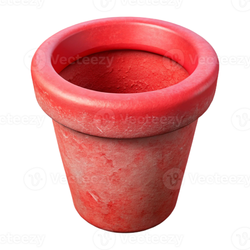 wonderful classic Flower Pot Clay Red Isolated on Transparent Background genuine png