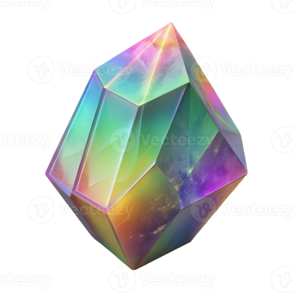 dramatic vintage Fluorite Crystal Cutout with Rainbow Hues original png