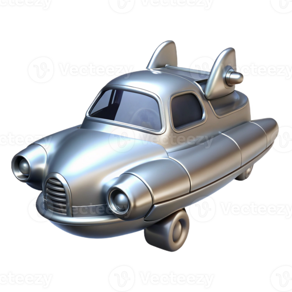 wonderful modern Flying Car Concept Design Silver Finish Cutout high resolution png