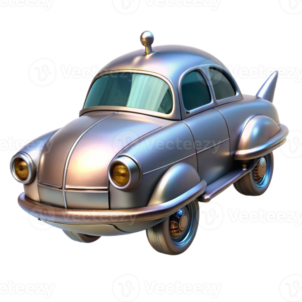 impressive contemporary Flying Car Chrome Finish Isolated Element high quality png