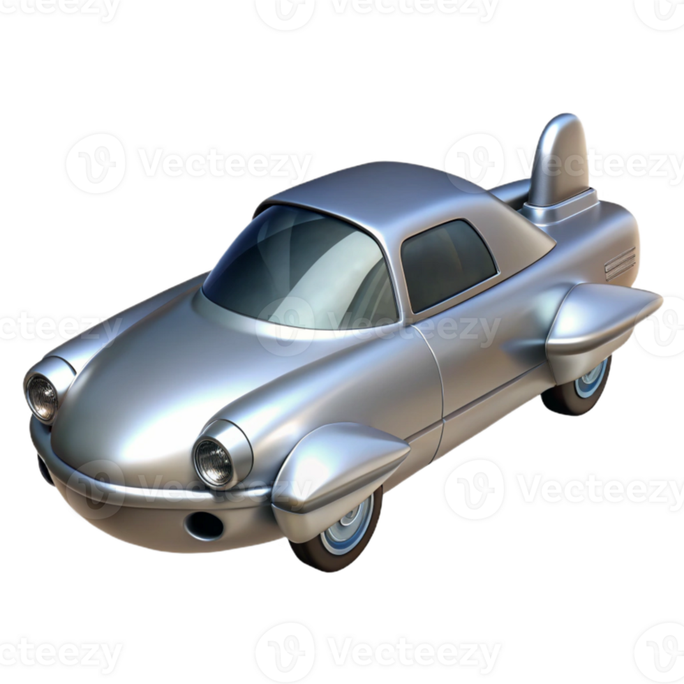 impressive modern Flying Car Vehicle Sleek Design Silver Color Cutout original png