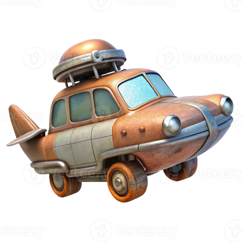 impressive rustic Flying Car Side View Transparent Background high quality png