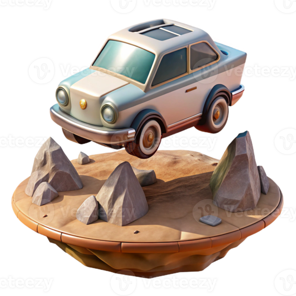 beautiful modern Flying Car Hovering Above Ground Transparent Element premium png