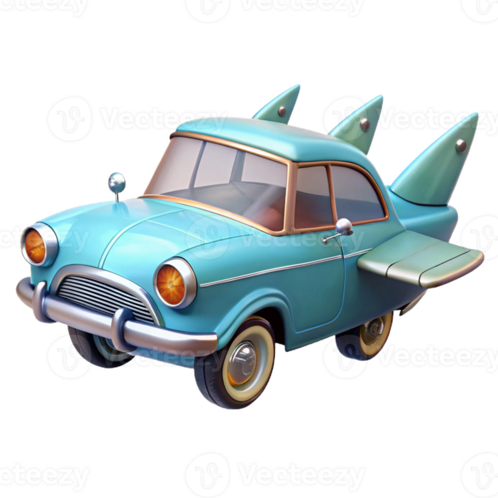 serene traditional Flying Car with Tail Fins Transparent Cutout original png