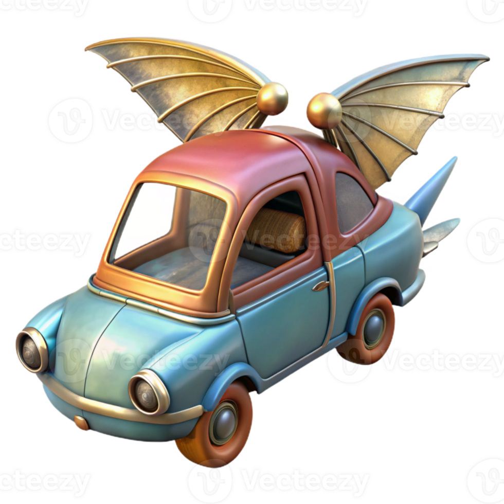 elegant creative Flying Car with Open Wings Transparent Isolated premium png