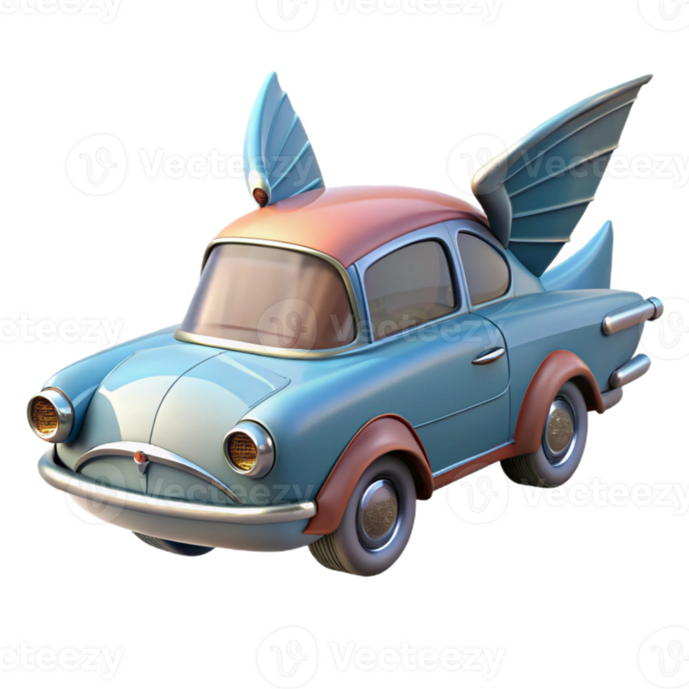 stunning rustic Flying Car with Tail Fins Transparent Cutout png