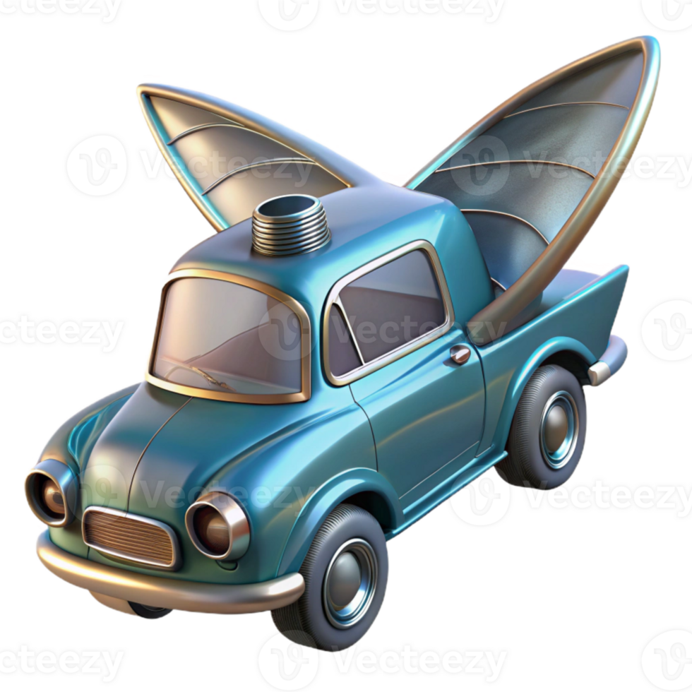beautiful traditional Flying Car with Tail Fins Transparent Cutout authentic png