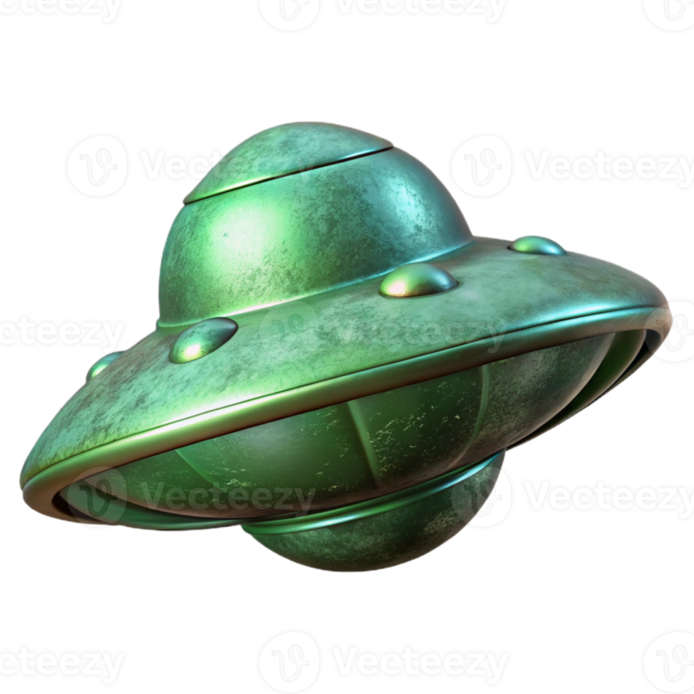 magnificent creative Flying Saucer Metallic Green Isolated Element detailed png