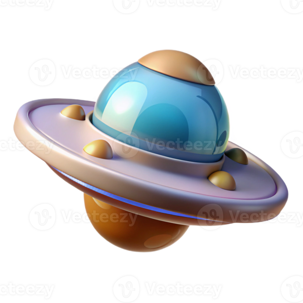 impressive vintage Flying Saucer with Open Hatch Transparent Element original png