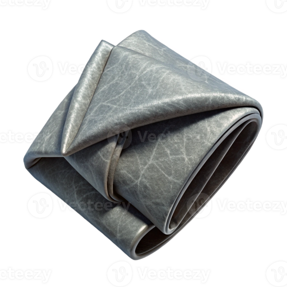 vibrant abstract Folded Gray Napkin Side View Transparent Background authentic png