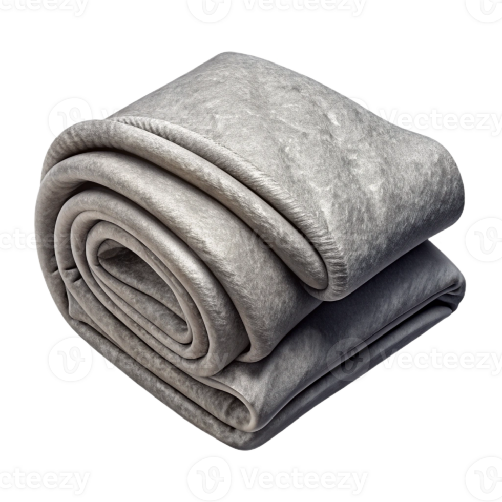 extraordinary traditional Folded Gray Blanket Top View Isolated detailed png