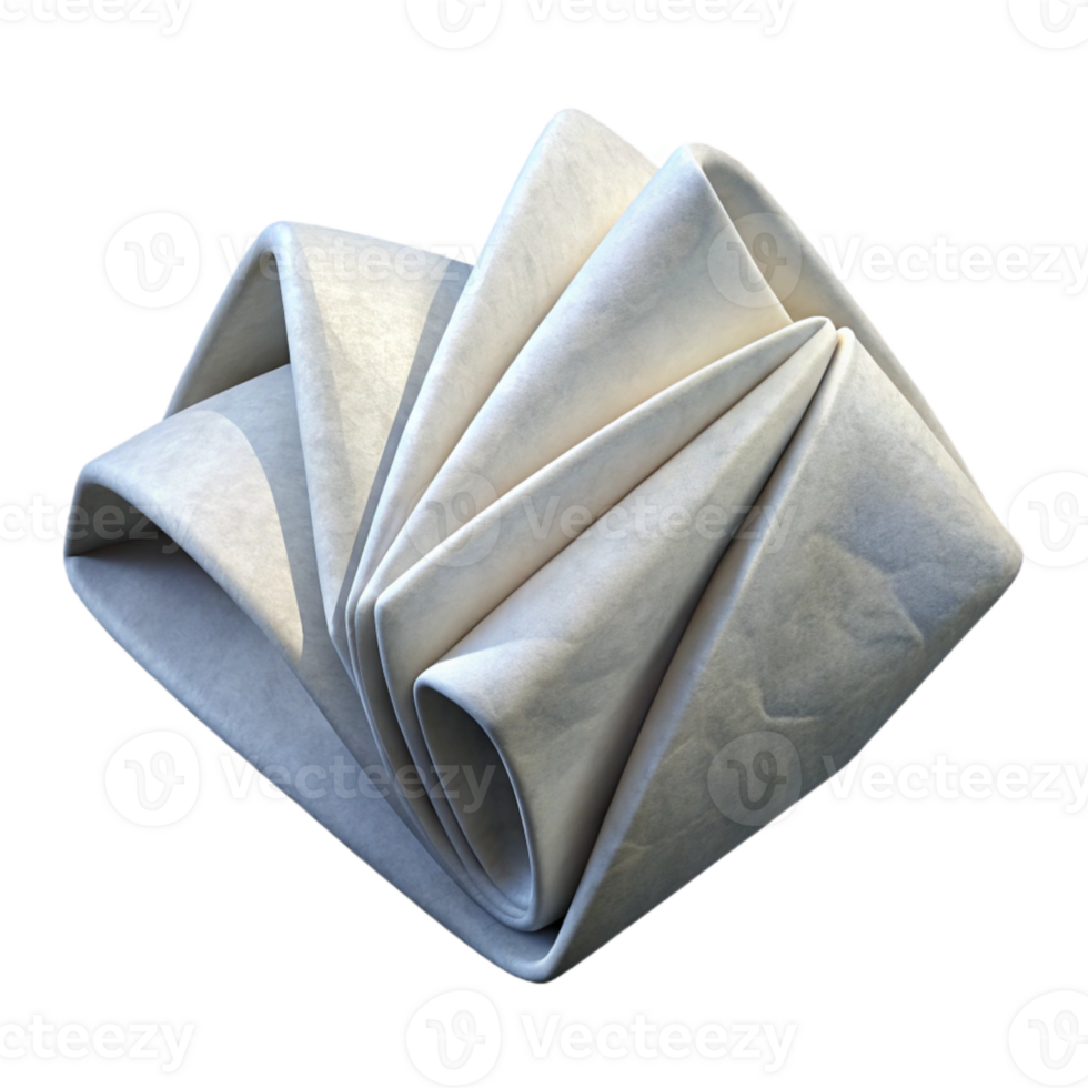 serene modern Folded White Napkin Top View Isolated original png