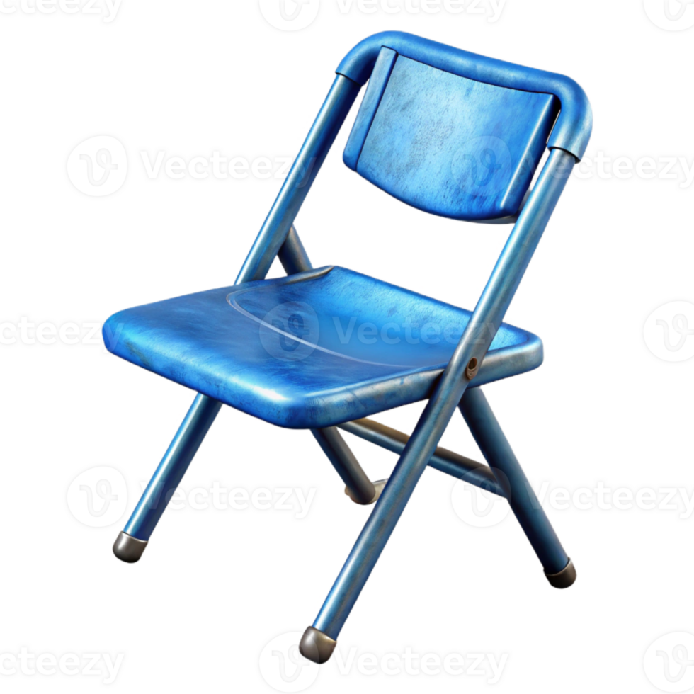 magnificent vintage Folding Chair Blue Metal Isolated on Transparent Background professional png