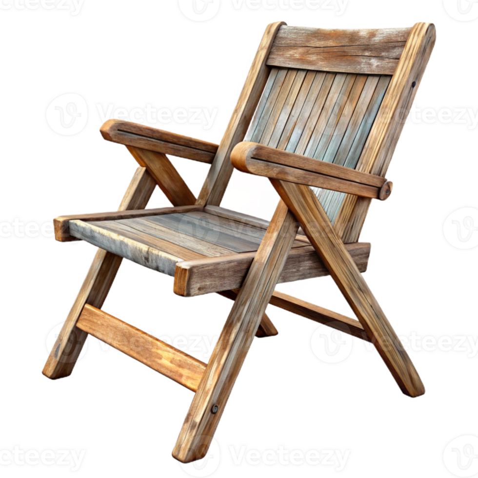 serene artistic Folding Chair Wooden Rustic Transparent premium png