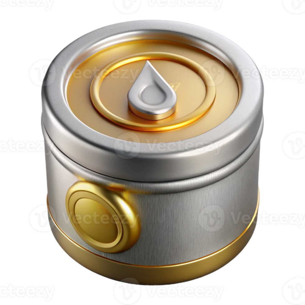 serene vintage Food Donation Can Icon Silver and Gold Isolated Element high resolution png