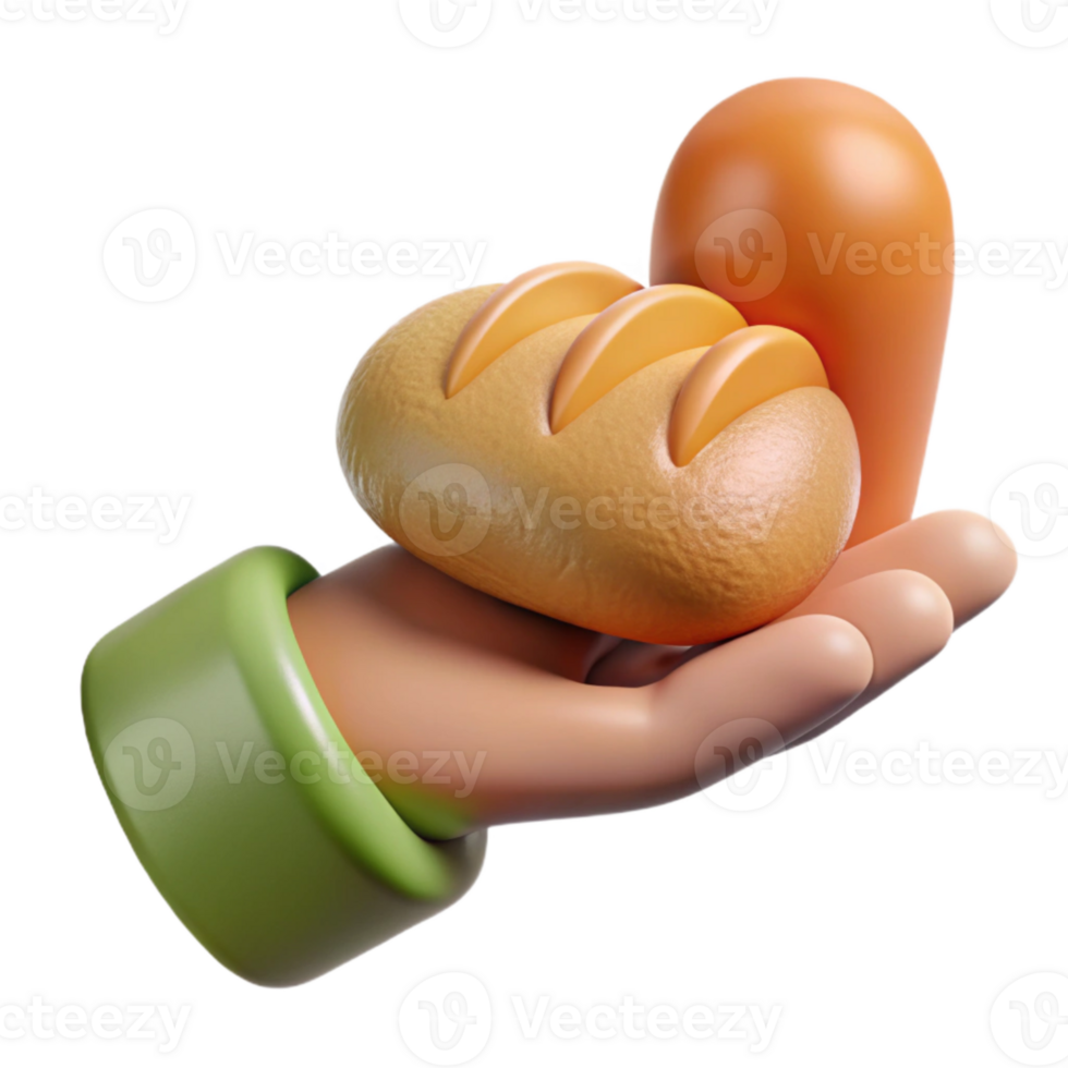 serene abstract Food Donation Hand Holding Bread Isolated Cutout professional png