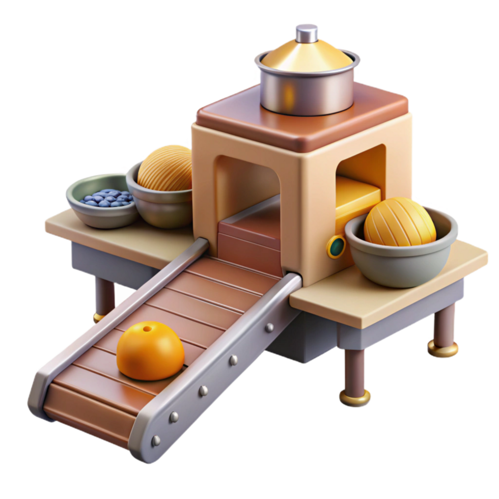 stunning minimalist Food Fabricator with Conveyor Belt Isolated exclusive png