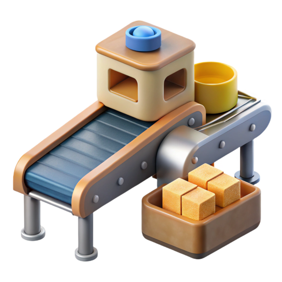 elegant creative Food Fabricator with Conveyor Belt Isolated authentic png