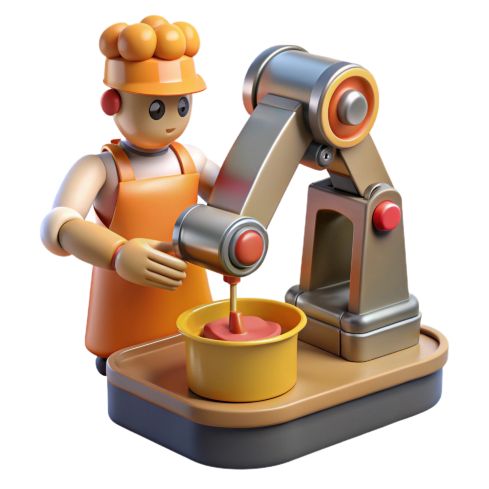 wonderful rustic Food Fabricator with Robotic Arm Isolated professional png