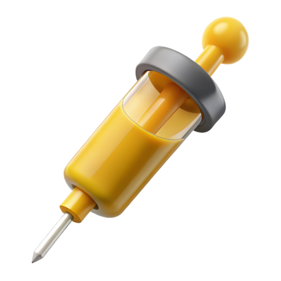 wonderful classic Food Grade Syringe with Yellow Liquid Transparent Background high resolution png