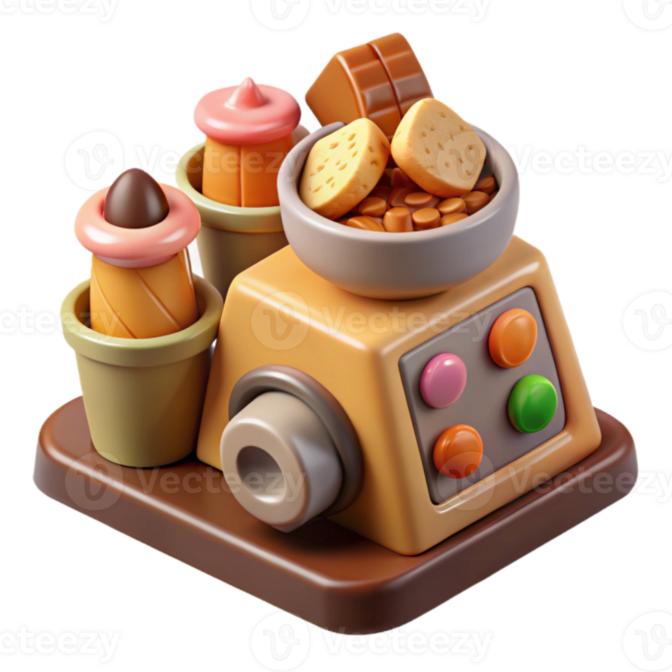 vibrant vintage Food Synthesizer Creating a Meal Isolated high quality png