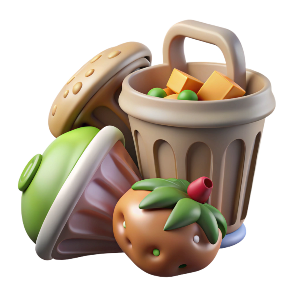 extraordinary artistic Food Waste Decomposition Illustration Timelapse View Transparent Background png