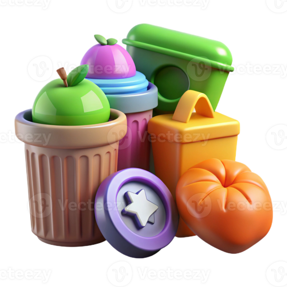 magnificent traditional Food Waste Management Icon Set Blue and Green Isolated Elements high resolution png