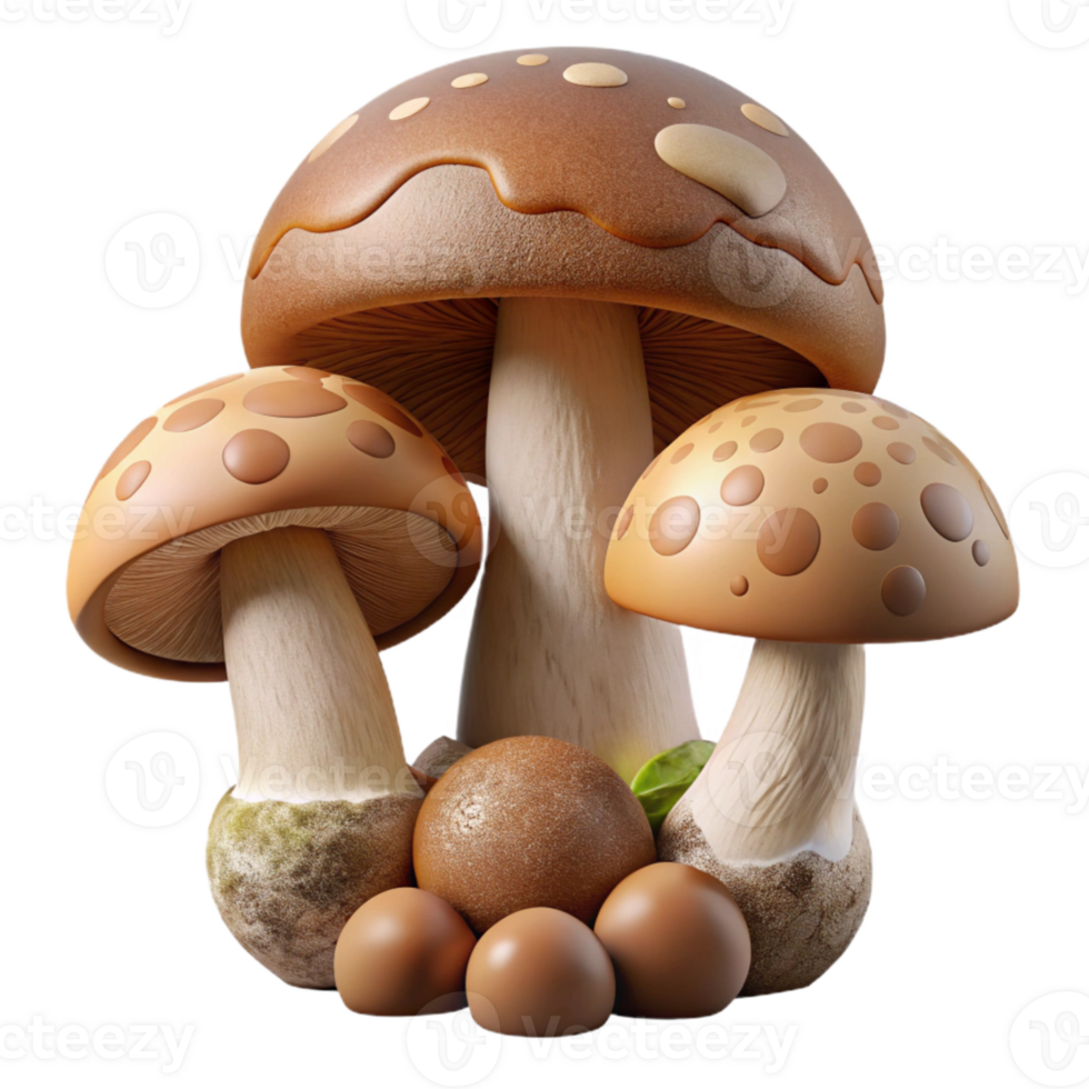 wonderful minimalist Foraged Mushrooms Flat Lay Isolated with Earth Tones high quality png