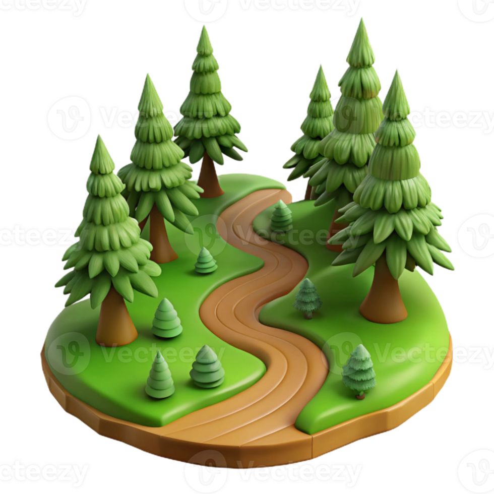 elegant abstract Forest Path Winding Trail Isolated Element premium png
