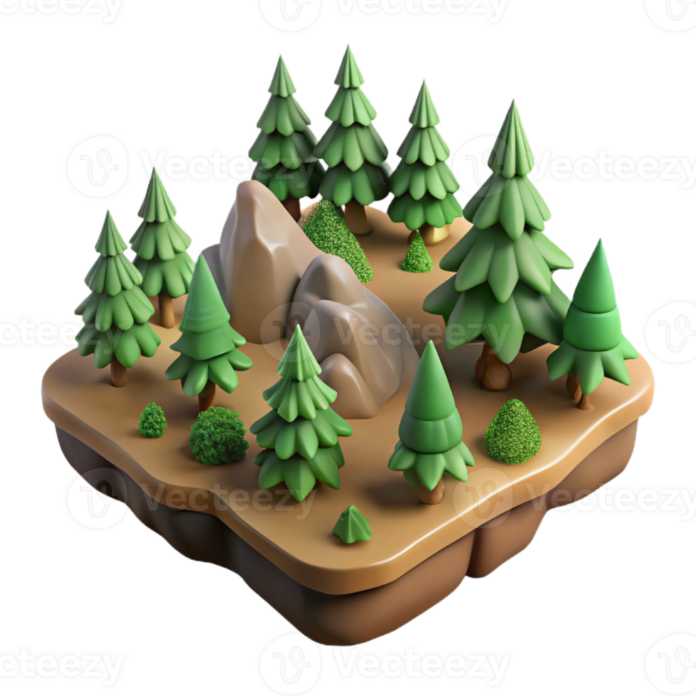 wonderful minimalist Forest Terrain Isolated Element Top Down Perspective png