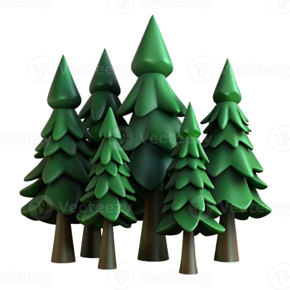 elegant rustic Forest Trees Silhouette Dark Green Isolated high quality png