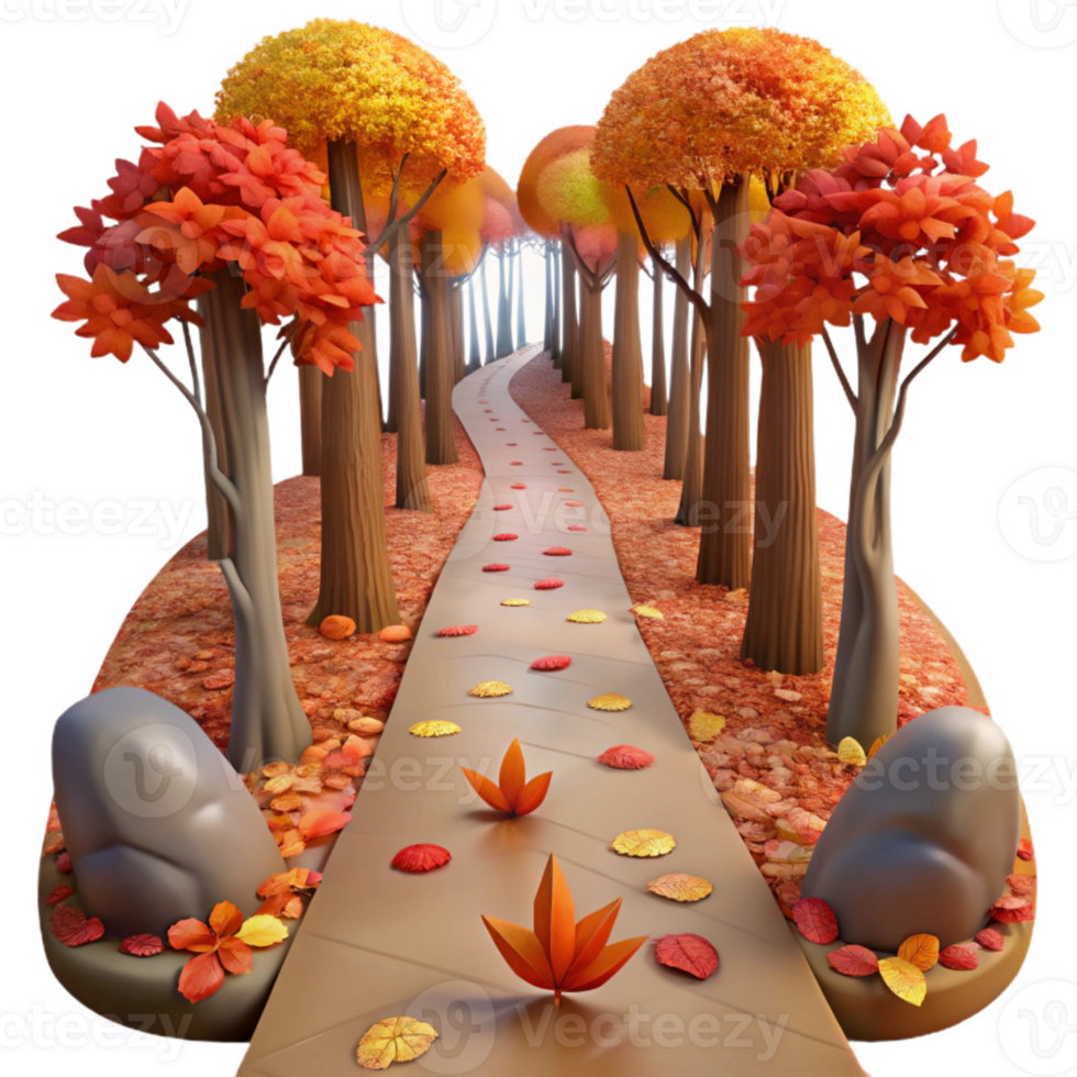 extraordinary rustic Forest Path in Autumn with Colorful Leaves Transparent png
