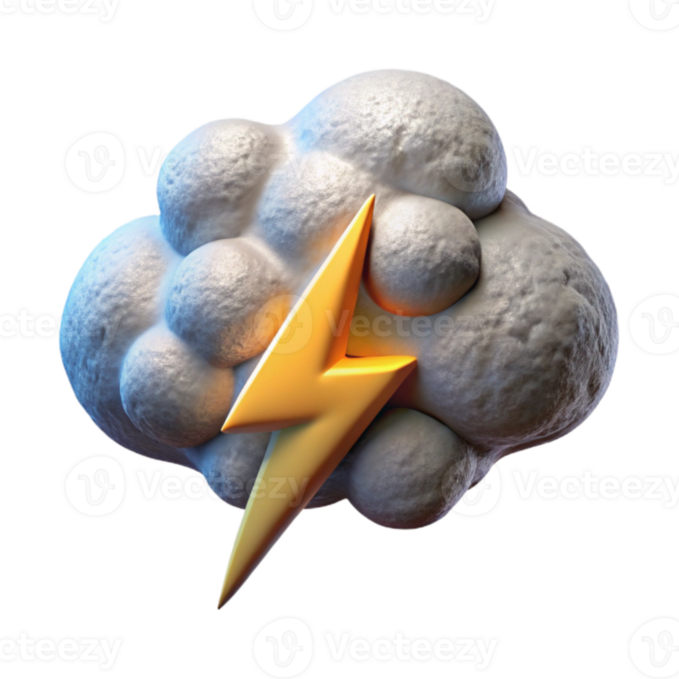 wonderful abstract Fractal Cloud with Lightning Bolt Cutout professional png