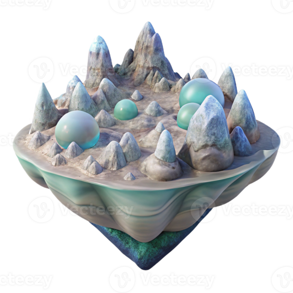 wonderful vintage Fractal Landscape Panorama Transparent Element premium png